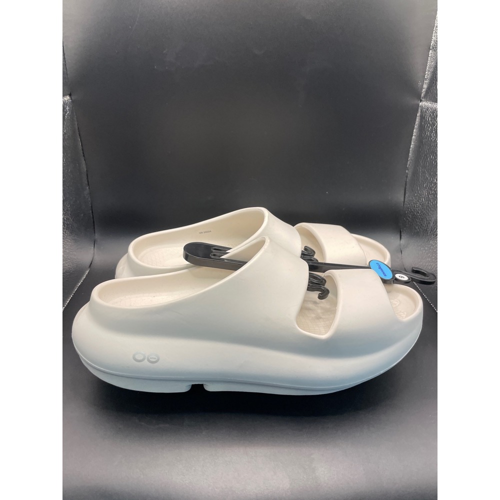 OOFOS OOahh Sport Slide Sandal White Recovery Shoe M8 W10 EU41